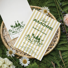 Yellow Stripes That's Amore Bridal Shower Einladung