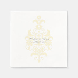 Yellow Subask Damask Paper Napkins Serviette