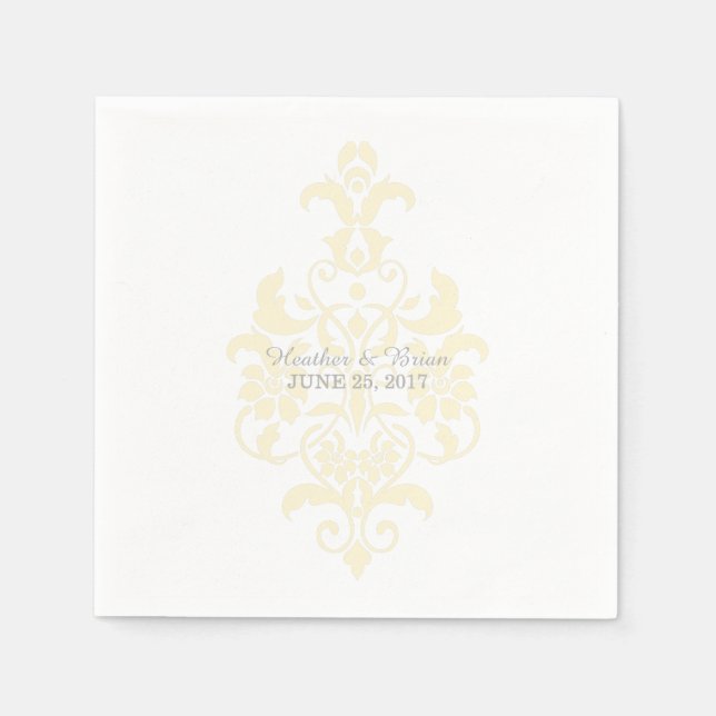 Yellow Subask Damask Paper Napkins Serviette (Vorderseite)