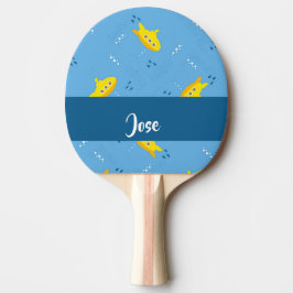 Yellow submarine and fish on blue tischtennis schläger