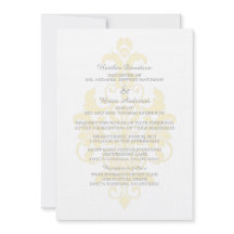 Yellow Subtle Damask Wedite Invite