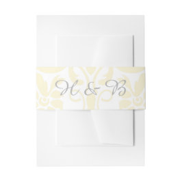 Yellow Subtle Damask Wedly Bands Einladungsbanderole