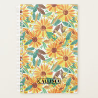 Yellow Summer Sunflower Watercolor Monogram
