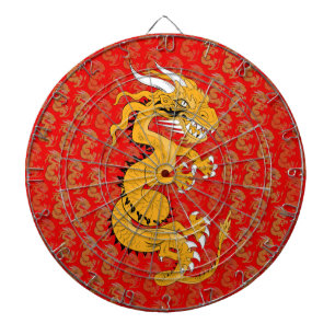 Yellow Sun Dragon auf Red Dartscheibe