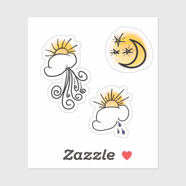 Yellow Sun Moon Stars Wind Imitate Tattoo Aufklebe Aufkleber (Blatt)