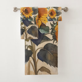 Yellow Sunblumen Bouquet Badhandtuch Set