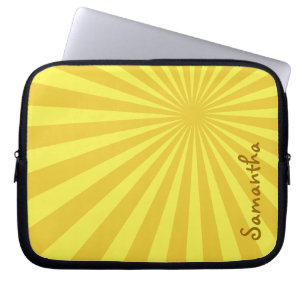 Yellow Sunburst "Add Your Name" Laptopschutzhülle
