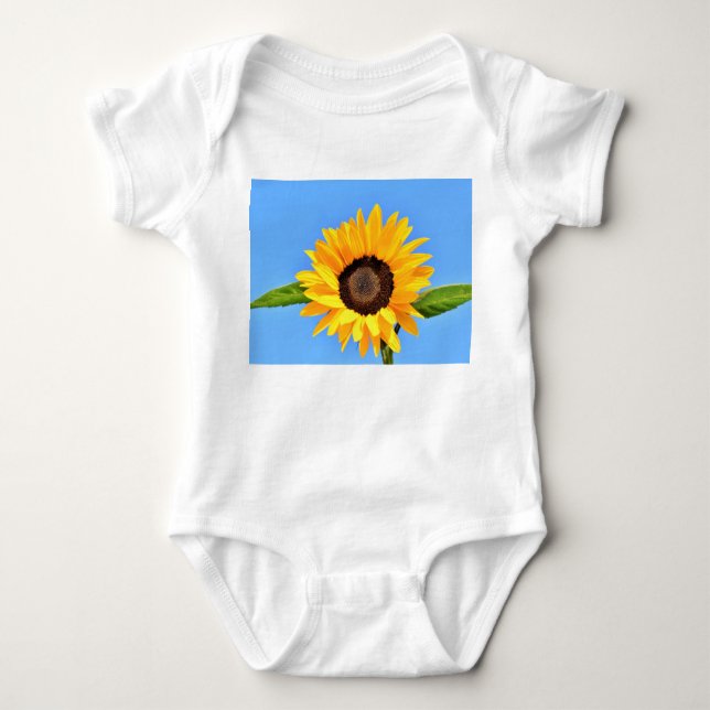 Yellow Sunflower Baby Bodysuit Strampler (Vorderseite)