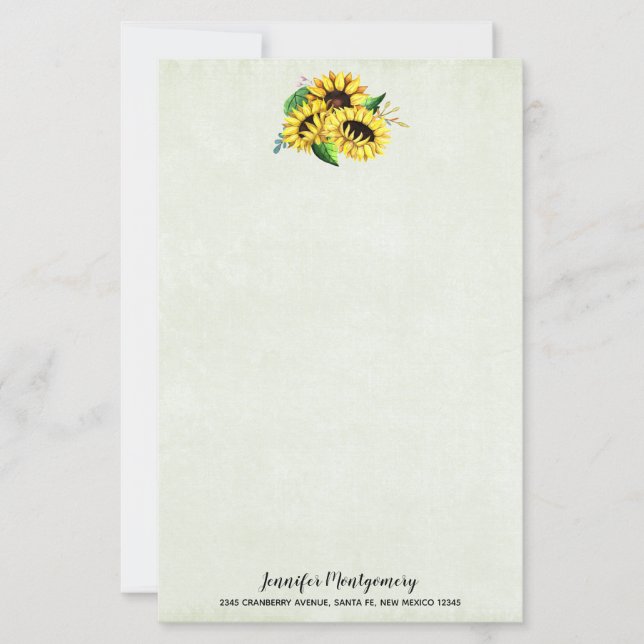 Yellow Sunflower Bouquet in Watercolor (Vorderseite)