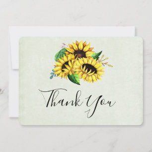 Yellow Sunflower Bouquet in Watercolor Dankeskarte
