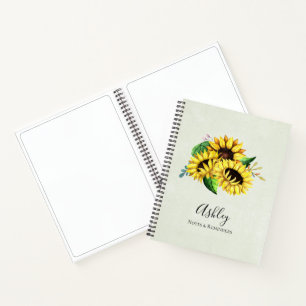 Yellow Sunflower Bouquet in Watercolor Notizbuch