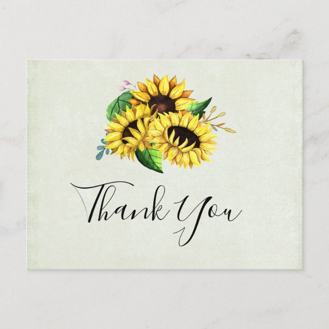 Yellow Sunflower Bouquet in Watercolor Postkarte (Vorderseite)