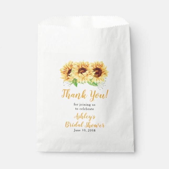 Yellow Sunflower Brautparty Vielen Dank Geschenktütchen (Vorderseite)