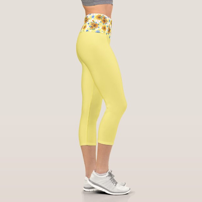 Yellow Sunflower Capri Leggings (Rechts)