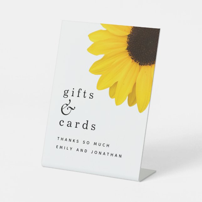 Yellow Sunflower Gifts Cards Hochzeit Sockelschild (Vorderseite)
