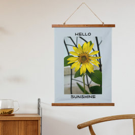 Yellow Sunflower Hello Sunshine Pine Wandteppich Mit Holzrahmen
