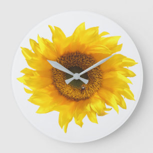 yellow sunflower large clock große wanduhr