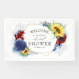Yellow Sunflower Navy Blue Burgundy Brautparty Banner