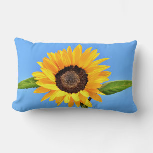 Yellow Sunflower Pillow Blue Sky Lendenkissen