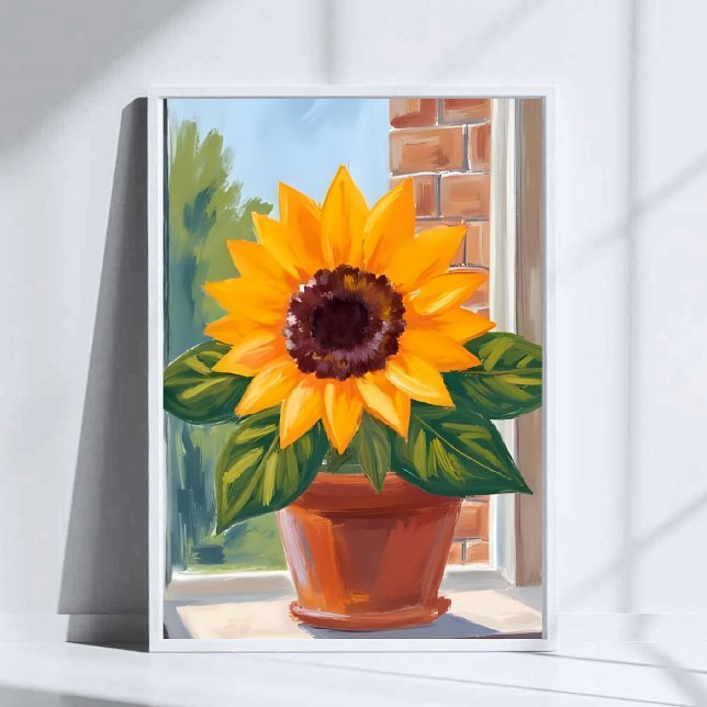 Yellow Sunflower Pot Floral Watercolor Art Poster (Von Creator hochgeladen)
