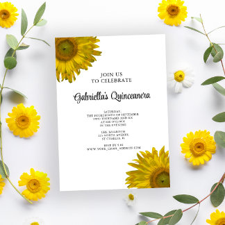 Yellow Sunflower Quinceanera Einladung