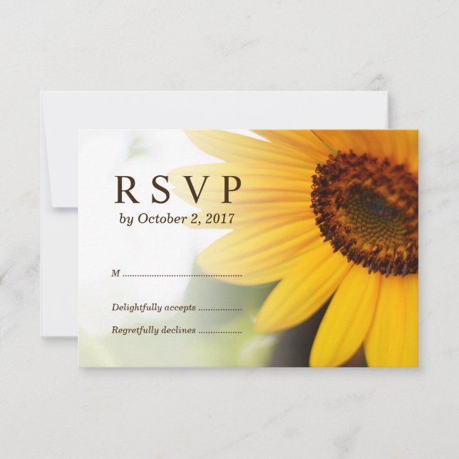 Yellow Sunflower Summer Wedding RSVP Card (Vorderseite)