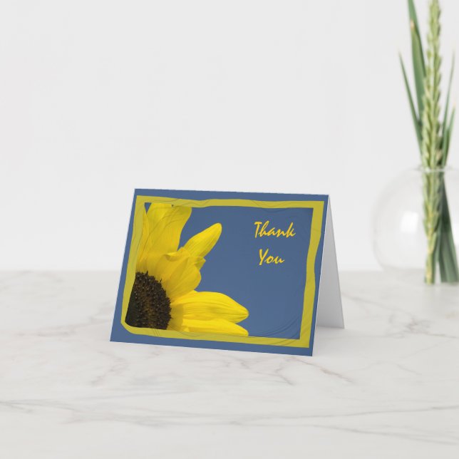 Yellow Sunflower und Blue Sky Vielen Dank Dankeskarte (Vorderseite)
