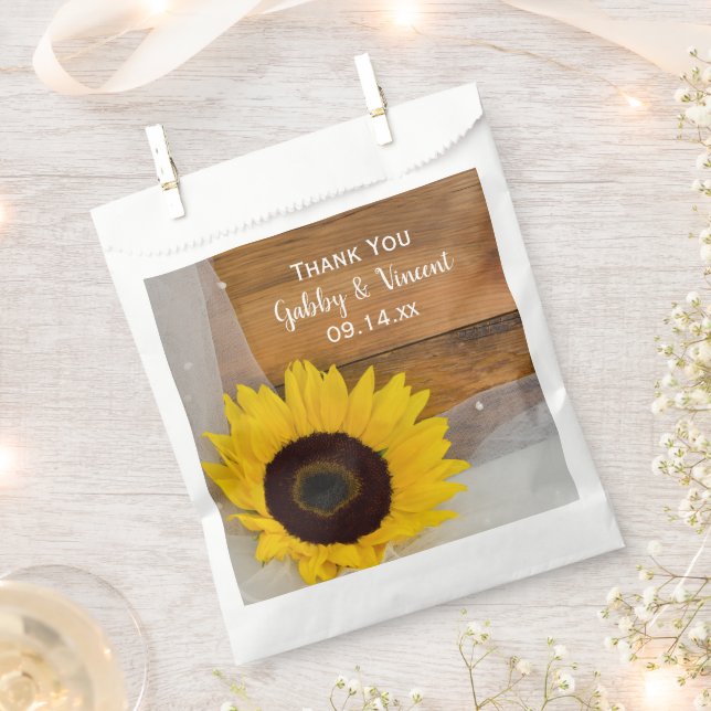 Yellow Sunflower Veil Country Wedding Danke Geschenktütchen (Ausgeschnitten)