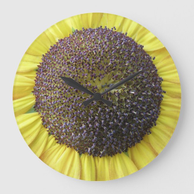 Yellow Sunflower Wall Clock Große Wanduhr (Vorderseite)