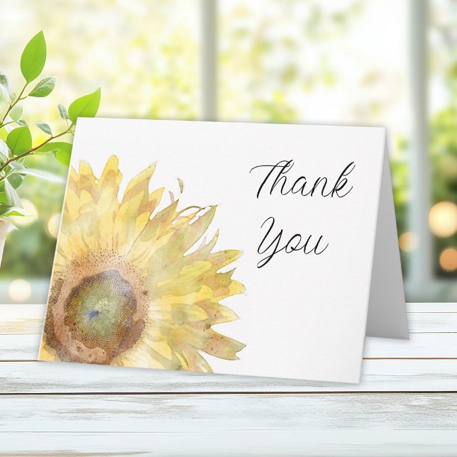 Yellow Sunflower Watercolor Vielen Dank Dankeskarte (Von Creator hochgeladen)