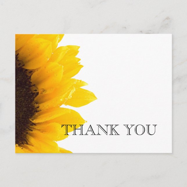 Yellow Sunflower Wedding Danke, Postcard Postkarte (Vorderseite)