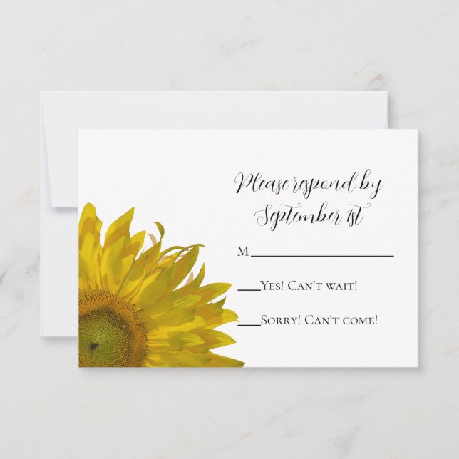 Yellow Sunflower Wedding R.S.V.P. Response Card RSVP Karte (Vorderseite)