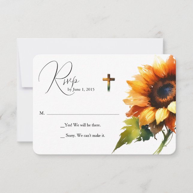 Yellow Sunflower Wedding RSVP Card Karte (Vorderseite)