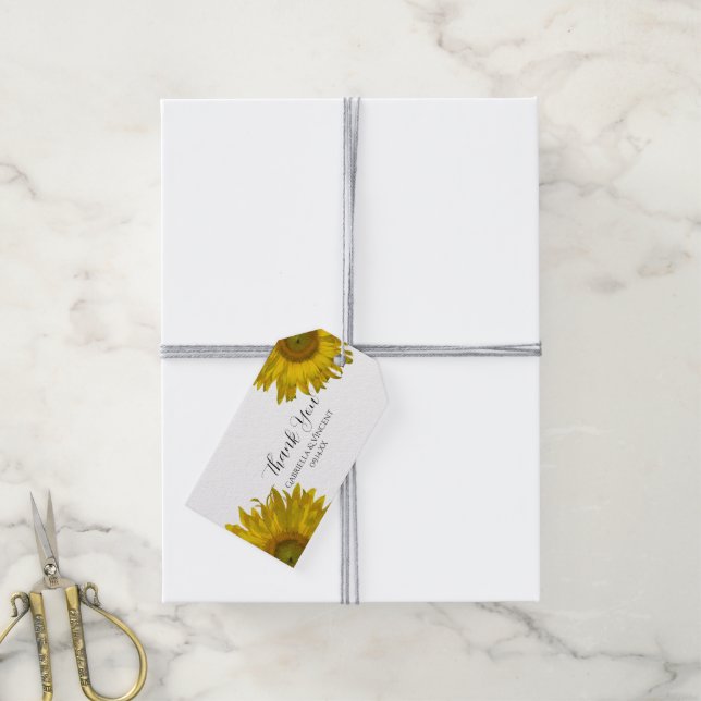 Yellow Sunflower Wedding Vielen Dank für Ihre Unte Geschenkanhänger (Mit Garn)