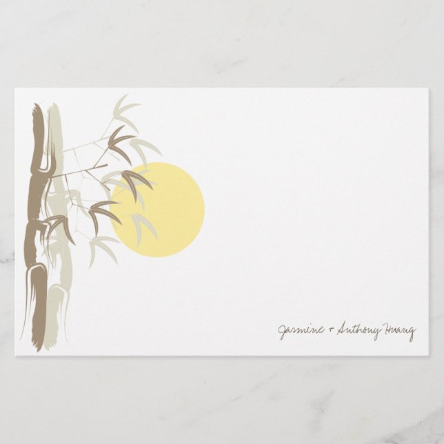 Yellow Sunrise Bamboo Zen Asian Wedding Stationery Briefpapier (Vorderseite)