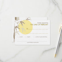 Yellow Sunrise Bamboo Zen Oriental RSVP Karte