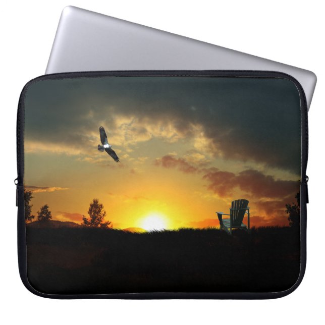 Yellow Sunset Grassy Meadow Electronics Bag Laptopschutzhülle (Vorderseite)