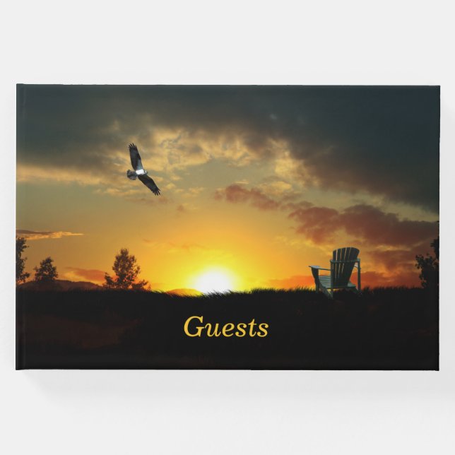 Yellow Sunset Grassy Meadow Gast Book Gästebuch (Vorderseite)