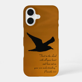 Yellow Sunset Sky Bird in Flight Faith Bible Verse iPhone 16 Hülle