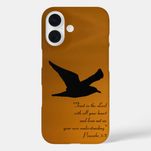 Yellow Sunset Sky Bird in Flight Faith Bible Verse iPhone 16 Hülle