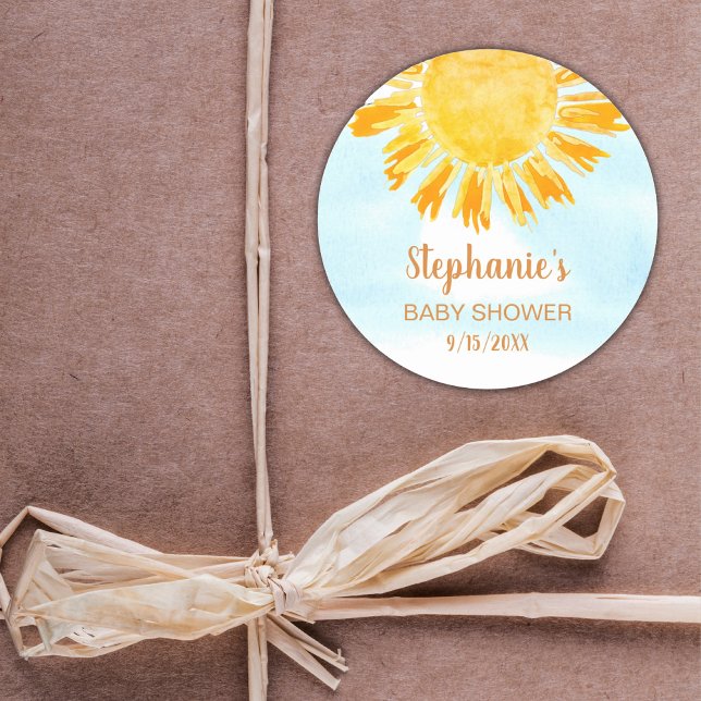 Yellow Sunshine Baby Dusche Runder Aufkleber (Von Creator hochgeladen)