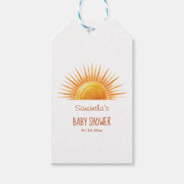 Yellow Sunshine Retro Watercolor Babydusche Geschenkanhänger