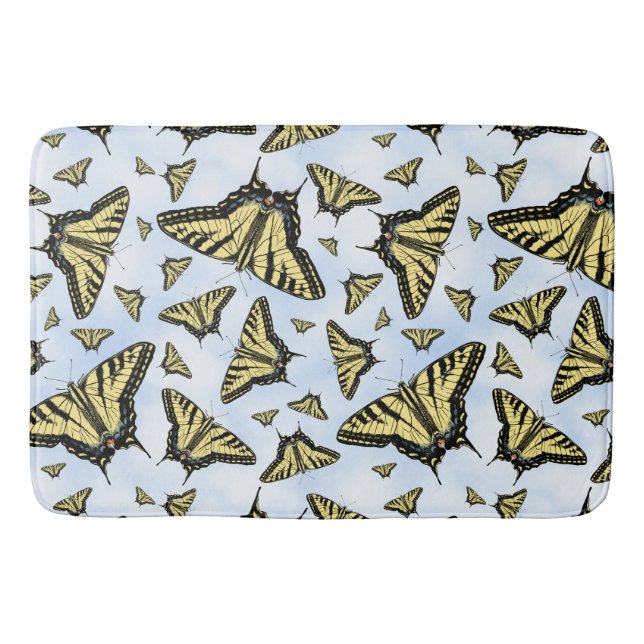 Yellow Swallowtail Butterflies Blue Sky Custom Badematte (Vorderseite)