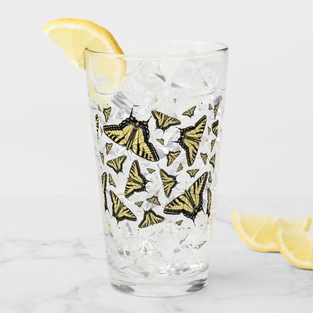 Yellow Swallowtail Butterflies Pattern Custom Glas (Vorderseite Ice)