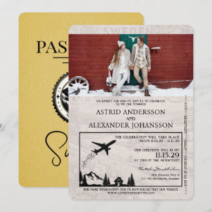 Yellow Sweden Passport Hochzeitseinladung Einladung