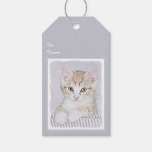 Yellow Tabby Kitten Painting - Originelle Katze Ku Geschenkanhänger