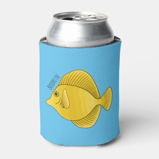 Yellow tang fish cartoon illustration dosenkühler (Kanne Vorderseite)
