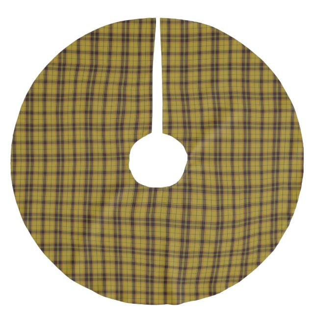 Yellow Tartan Brushed Polyester Tree Skirt Polyester Weihnachtsbaumdecke (Vorderseite)