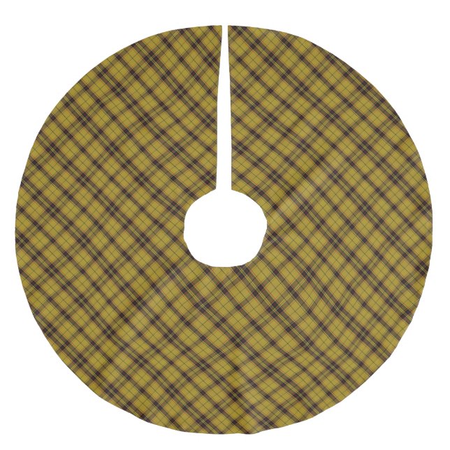Yellow Tartan Brushed Polyester Tree Skirt Weihnachtsbaumdecke (Vorderseite)