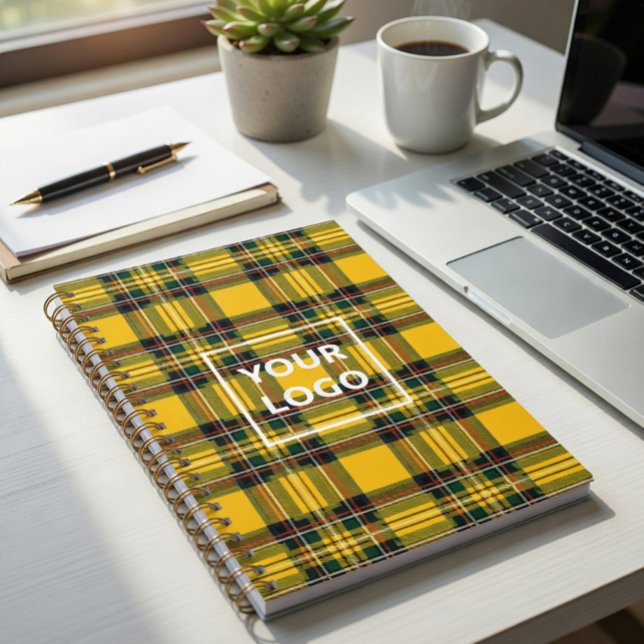 Yellow Tartan Notebook Custom Logo Plaid Pattern  Notizbuch (Von Creator hochgeladen)